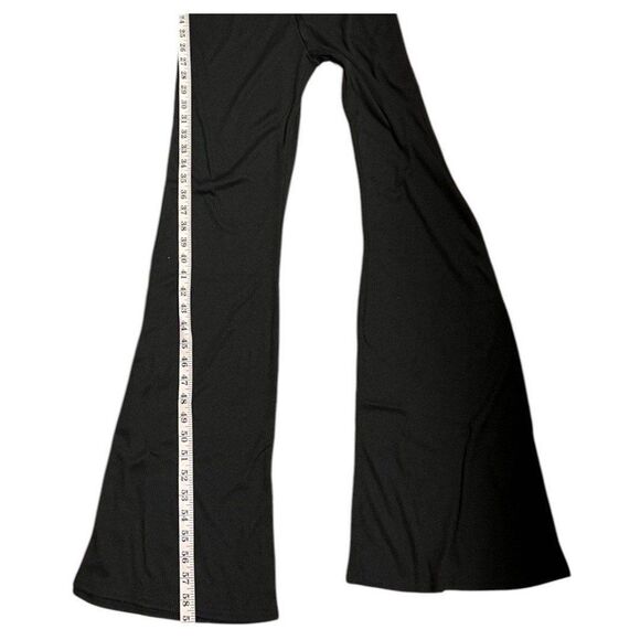 PLT NWT Black Ribbed Strappy Square Neck Flared Jumpsuit Fall Streetwear Chic - Picture 8 of 12